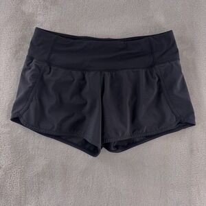 Lululemon Run Times II Shorts Womens Size 6 Black Stretch Performance Running